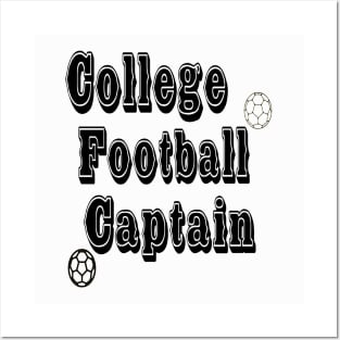 College Football Captain Typographic Design - Football Enthusiast's Pride Posters and Art